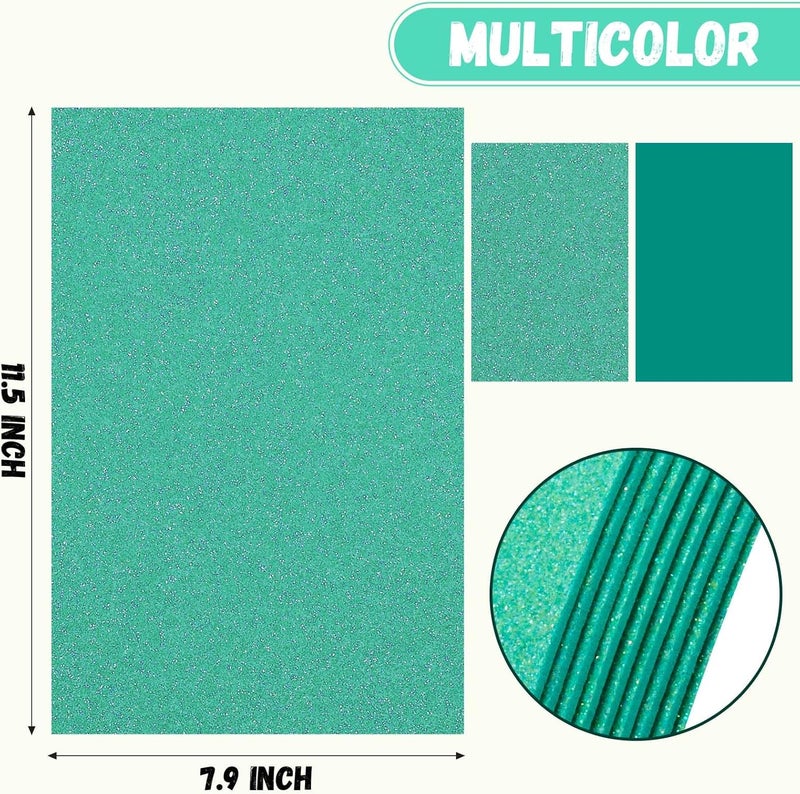 Nitelemn 10 Pack Glitter Foam Sheets Craft 8 x 12 inch, Sparkles Foam Paper for Art Crafts Projects, Classrooms Scrapbook Gift DIY Cutters Card Party Decoration (Teal) - Image 2